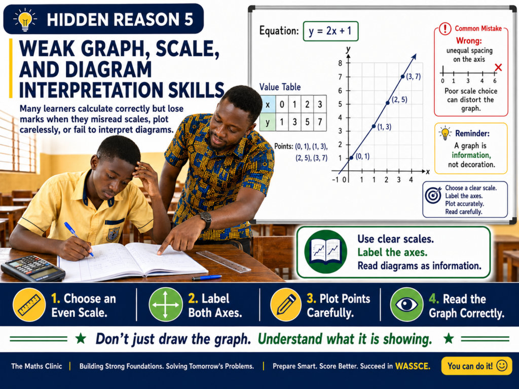Ghanaian SHS students learning how weak graph, scale, and diagram interpretation skills can affect WASSCE Core Mathematics performance.
