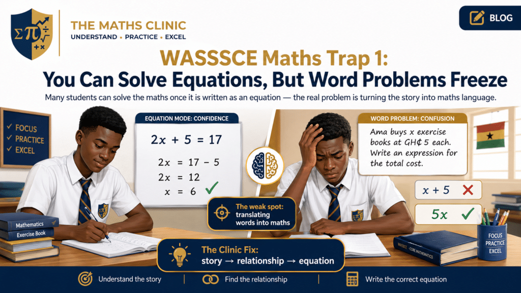 WASSCE Maths trap showing how students struggle to translate word problems into equations