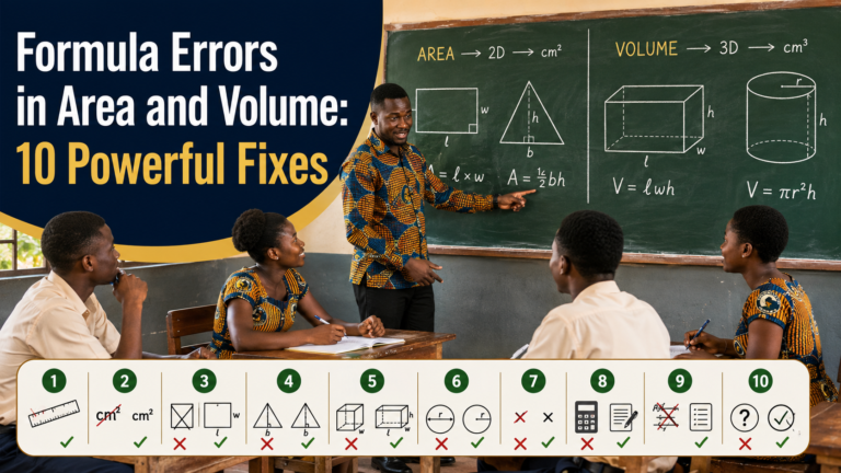 Formula errors in area and volume are corrected as Ghanaian SHS learners identify shapes, select accurate formulas and use the correct square or cubic units.